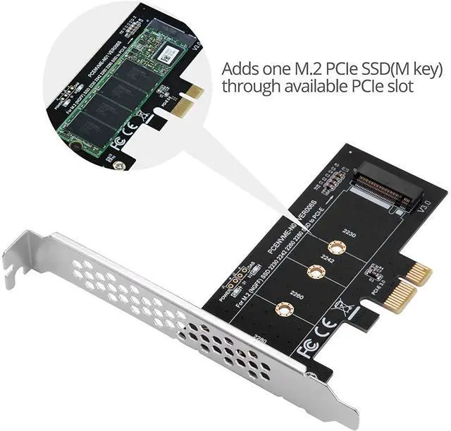 Alt view image 2 of 5 - NVME M.2 SSD M Key to PCI-e 3.0 x1 Host Controller Expansion Card,Supports M2 NGFF PCI-e 3.0, 2.0 or 1.0, NVME or AHCI, M-Key, 2280, 2260, 2242, 2230 Solid State Drives with Low Profile Bracket