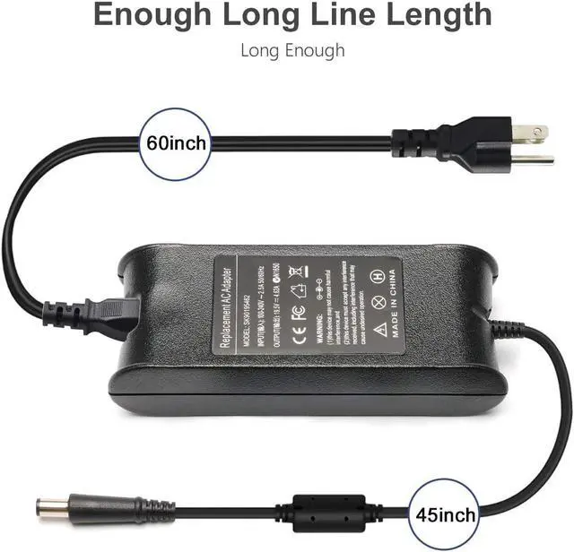 Alt view image 5 of 7 - E6430 E6440 90W UL Listed AC Adapter for Dell Latitude E6410 E6420 E6230 E6330 E6400 E6500 E6520 E6530 E6510 E7250 E7440, Precision M2400 M4400,Latitude 5480 5580 7280 7480 7390 7490 [19.5V 4.62A]