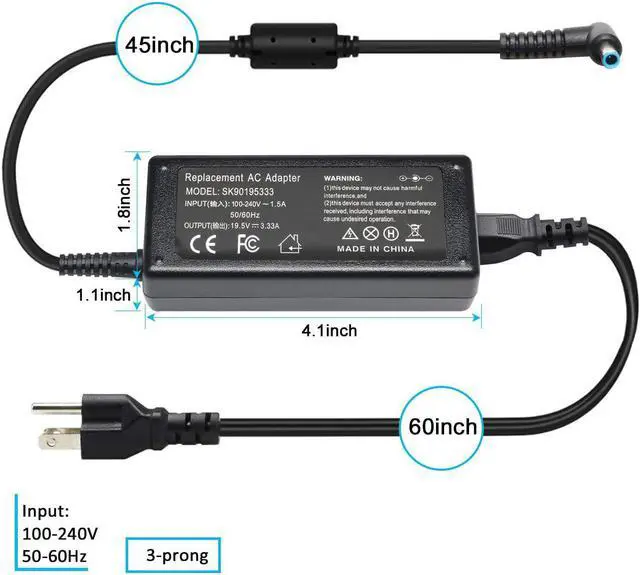 Alt view image 7 of 7 - 65W Laptop Charger for HP Laptop Power Cord Replacement HP EliteBook Charger, HP EliteBook 840 Charger, HP EliteBook 840 G3 Charger, HP EliteBook 840 G5 Charger, HP EliteBook 840 G6 Charger