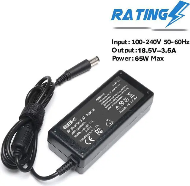 Alt view image 4 of 6 - EBKK 65W Charger for HP EliteBook 840 G1 G2 Probook 430 440 450 455 G1 G2 640 645 650 655 G1 EliteBook 745 810 820 840 850 G1 G2 Pavilion DV4 DM4 DV7 DV6 DV5 G60 2000-2B09WM 2000-2A20NR Power Cord