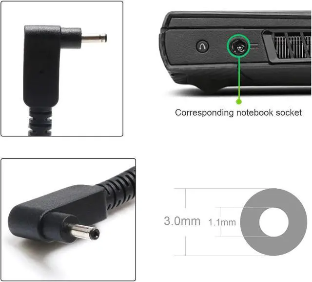 Alt view image 4 of 7 - Chromebook N15Q8 N15Q9 Adapter Charger Replacement for Acer PA-1450-26 Swift Spin 1 3 5 SF114 CB3 CB5 11 13 14 15 R11 R13 A13-045N2A N15Q9 C731 C738T CB3-532 CB3-431 CB3-131 Power Supply Cord- 45W