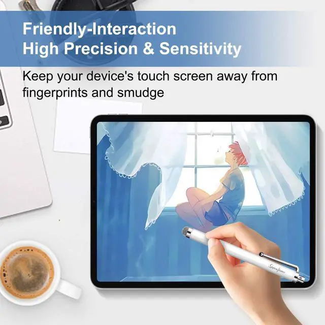 Alt view image 5 of 7 - 10 Pack Stylus Pens for Touch Screens Mesh Fiber Tip Stylus Pens for ipad iPhone Tablets  All Precision Capacitive Universal Touch Screen Devices