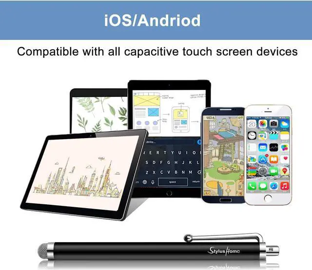 Alt view image 6 of 7 - 10 Pack Stylus Pens for Touch Screens Mesh Fiber Tip Stylus Pens for ipad iPhone Tablets  All Precision Capacitive Universal Touch Screen Devices
