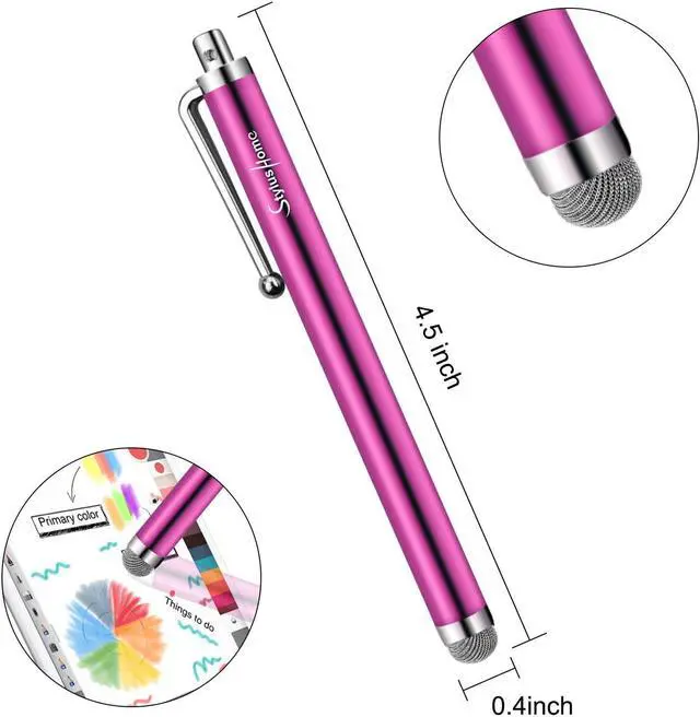 Alt view image 2 of 7 - 10 Pack Stylus Pens for Touch Screens Mesh Fiber Tip Stylus Pens for ipad iPhone Tablets  All Precision Capacitive Universal Touch Screen Devices