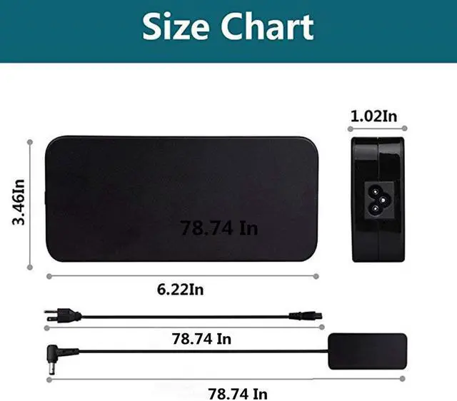 Alt view image 3 of 4 - 120W AC Charger Fit for Asus N750 N500 G50 N53S N55 FX50 FX50J FX50JX FZ53V ASUS VivoBook Pro N552 N552V N552VW N552VX ZenBook UX510UW UX510UX UX510U UX510UW-RB71 Laptop Power Supply Adapter Cord