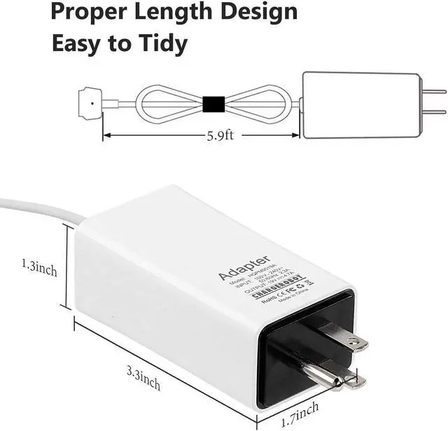 Alt view image 3 of 7 - Wakeach 85W Mini Charger for Macbook Pro Retina 15 inch ( Mid 2012-Mid 2015) T-tip Magnetic Magsafe 2 Power Supply Adapter mbp A1398 A1424 Charger Portable Travel Wall Laptop Charger
