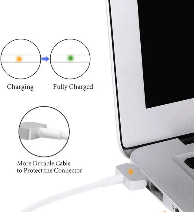 Alt view image 6 of 7 - Wakeach 85W Mini Charger for Macbook Pro Retina 15 inch ( Mid 2012-Mid 2015) T-tip Magnetic Magsafe 2 Power Supply Adapter mbp A1398 A1424 Charger Portable Travel Wall Laptop Charger