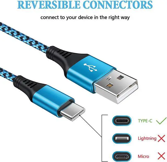 Alt view image 5 of 7 - [4Pack/6FT] USB Type C to USB A Cable AILKIN Fast Charging Long Android USBC Phone Power Charger Braided Cord for Samsung Galaxy LG Stylo Google Pixel Z Play Droid Motorola Android Type-C Cables