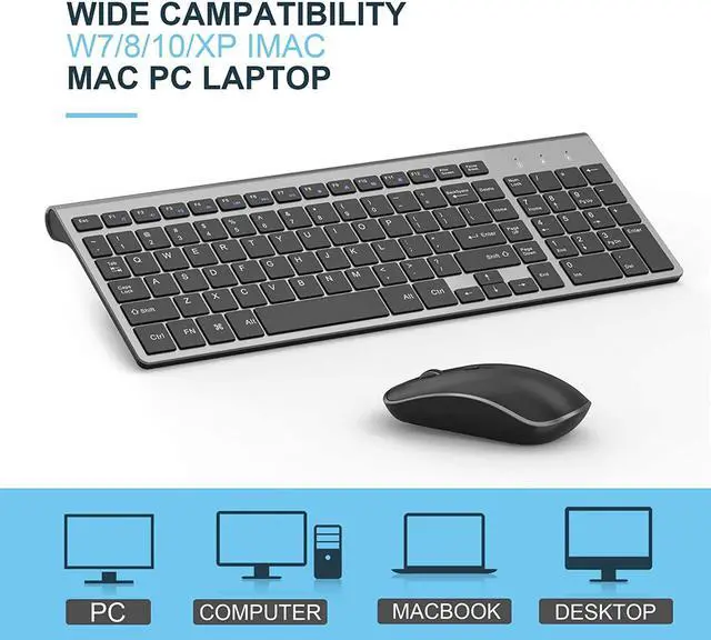 Alt view image 7 of 7 - JOYACCESS Wireless Keyboard Mouse Combo, 2.4G Compact and Ultra Slim Wireless Keyboard and Mouse for Windows, Computer, Desktop, PC, Laptop (Grey)