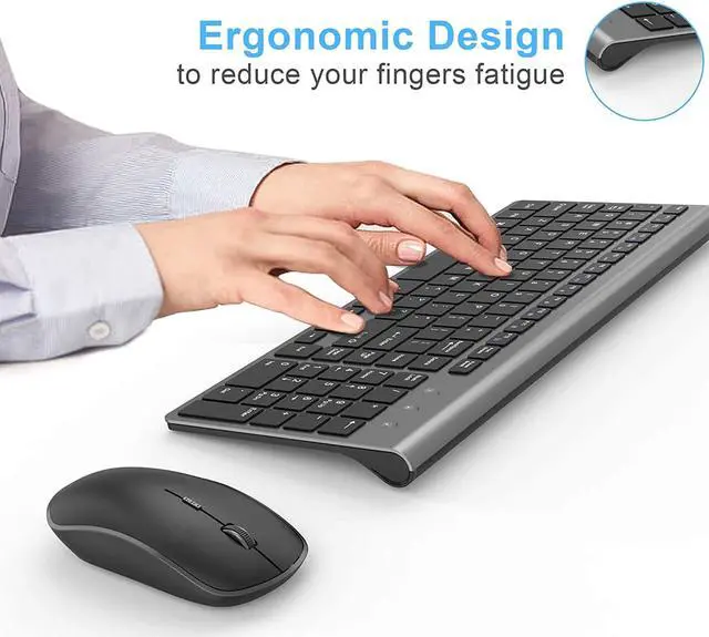 Alt view image 6 of 7 - JOYACCESS Wireless Keyboard Mouse Combo, 2.4G Compact and Ultra Slim Wireless Keyboard and Mouse for Windows, Computer, Desktop, PC, Laptop (Grey)