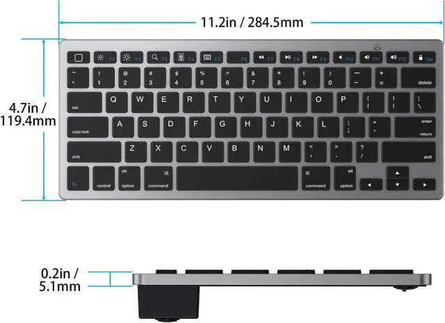 Alt view image 5 of 7 - OMOTON Ultra-Slim Bluetooth Keyboard Compatible with iPad 10.9(10th/ 9th/ 8th Generation)/ 10.2, iPad Air 5th Generation, iPad Pro 11/12.9, iPad Mini, and More Bluetooth Enabled Devices, Grey