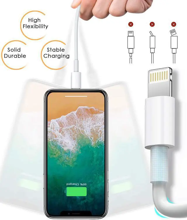 Alt view image 4 of 7 - 4 Pack [Apple MFi Certified] Apple Charging Cables 6ft iPhone Chargers Lightning Cable 6 Foot Fast iPhone Charging Cord for iPhone 12/11/11Pro/11Max/ X/XS/XR/XS Max/8/7 ipad(White)