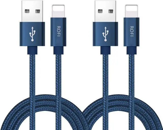 Main image of Phone Charger Cable [2Pack 2 Feet] Nylon Braided Fast Charging USB Cord 0.6M Compatible Phone X 8 8 Plus 7 7 Plus 6s 6s Plus 6 6 Plus 5 5S 5C SE Air Mini and Car Display (Blue)