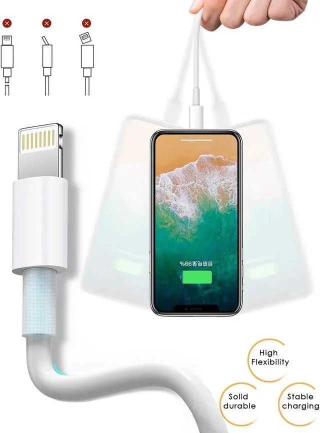 Alt view image 4 of 7 - 4 Pack [Apple MFi Certified] Apple Charging Cables 6ft, iPhone Chargers Lightning Cable 6 Foot, Fast iPhone Charging Cord for iPhone 12/11/11Pro/11Max/ X/XS/XR/XS Max/8/7, ipad(White)