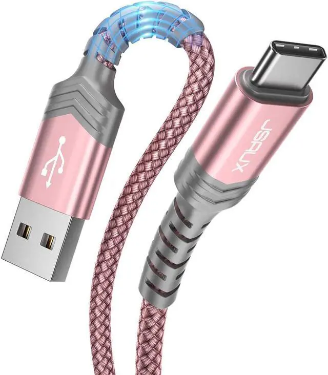 Main image of USB-C Cable 3A Fast Charging JSAUX 3-Pack (10ft+6.6ft+3.3ft)USB A to Type C Charge Nylon Braided Cord Compatible with Samsung Galaxy S20 S10 S9 S8 Plus Note 10PS5 ControllerUSB C Charger(Rose Gold)