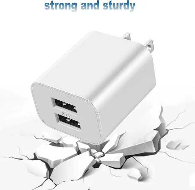 Alt view image 5 of 7 - USB Wall Charger Block 2Pack Dual Port Cube Plug Power Charging Adapter Brick for  iPhone 15/14/13/12/XS Max/XR/X/8/8 Plus/7/6S/6S Plus/6/SE/5S/5C/iPad Mini/Air/ Galaxy Kindle Fire LG