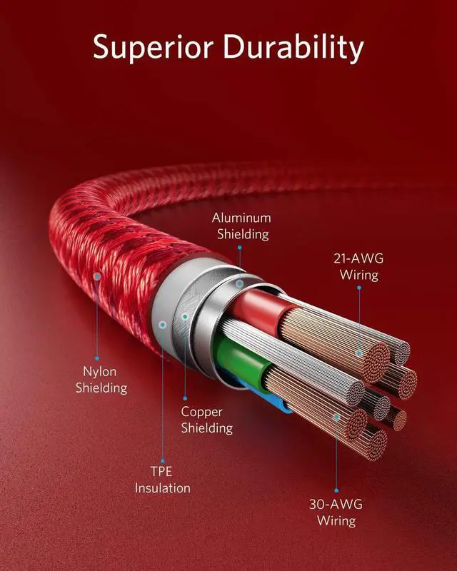 Alt view image 6 of 7 - USB C to Lightning Cable [3ft MFi Certified] Powerline+ II Nylon Braided Cable for iPhone 13 13 Pro 12 Pro Max 12 11 X XS XR 8 Plus  Supports Power Delivery (RED)