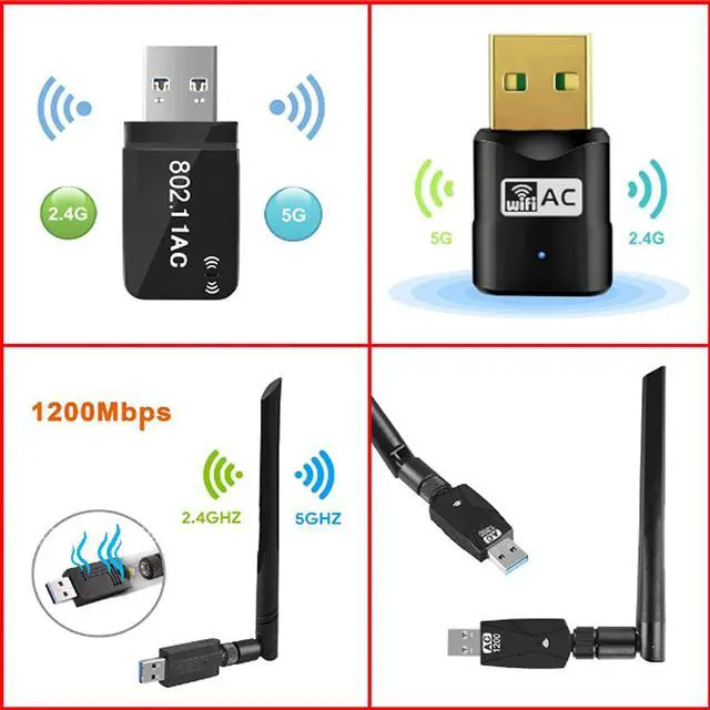 Alt view image 3 of 7 - Dicey USB WiFi Adapter AC1300M Dual Frequency 2.4G/5.8G Wireless Network Card USB3.0 Gigabit WiFi Receiver/Transmitter Network Card USB Computer Network Adapters