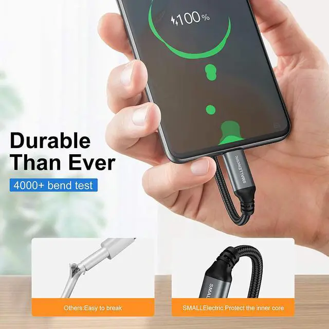 Alt view image 2 of 6 - USB Type-C to A Cable 5pack 6ft Braided Fast Charging 3A Quick Charger Cord 6 Foot Compatible iPhone 16/15  Galaxy S10 S9 S8 Plus Note 10 9 8 LG V50 V40 G8 G7(Grey)
