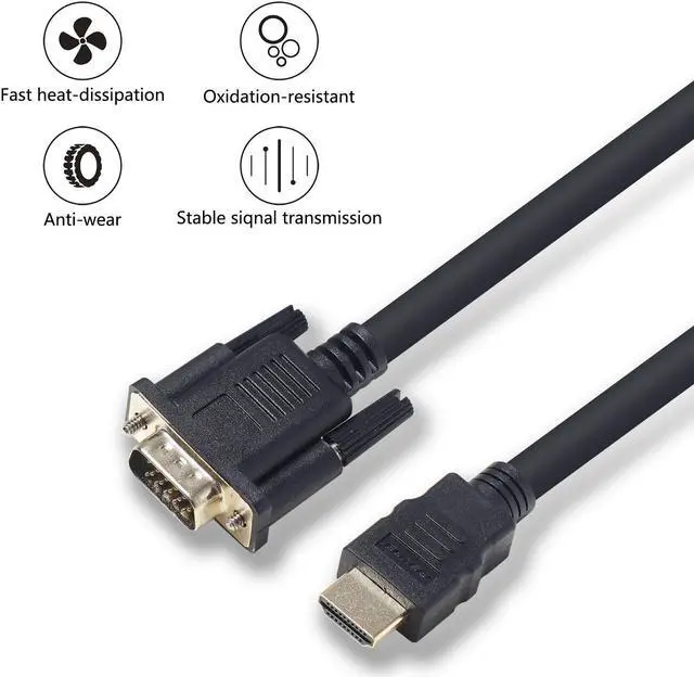Alt view image 2 of 6 - VGA to HDMI Cable Benfei VGA to HDMI 6 Feet Cable with Audio Support and 1080P Resolution - VGA Input to HDMI Output