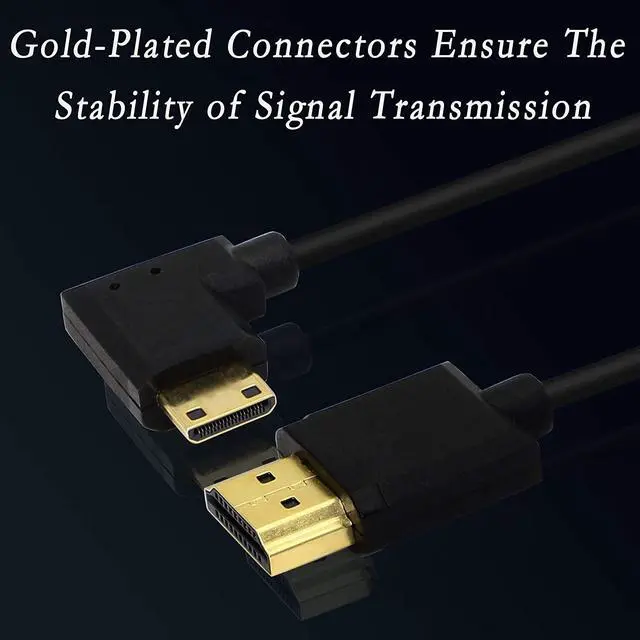 Alt view image 3 of 7 - 15CM Mini HDMI to HDMI Short Cable 90&deg Right Bending High Speed Mini HDMI Male to HDMI 2.0 Male Adapter Connector Cable Support 4k@60HZ YOUCHENG for Raspberry Pi Tablet Camera Etc (R)