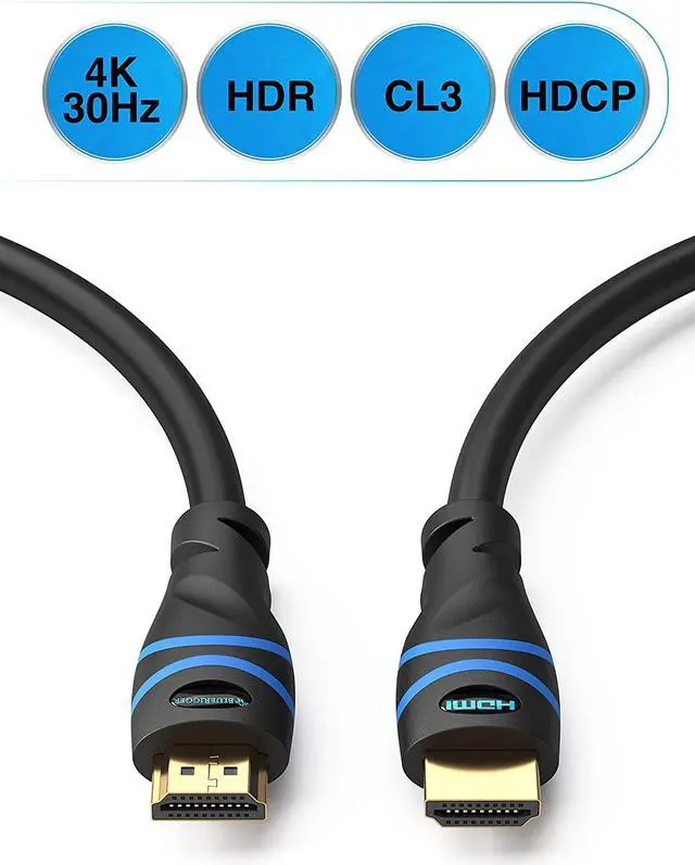Alt view image 2 of 7 - BlueRigger 4K HDMI Cable with Signal Booster (100 Feet Black 4K 30Hz in-Wall CL3 Rated)
