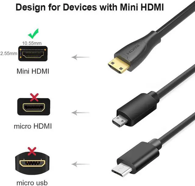 Alt view image 2 of 7 - Mini HDMI to HDMI Cable, 4K HDMI to mini HDMI 2.0 Bidirectional High Speed Adapter, for Graphics Card,HDTV,Tablet,Camera,Sony HDR-XR50,Nikon Z6 Canon EOS RP/EOS R/EOS 7D Mark II/XA40,Nvidia?Shield,6ft
