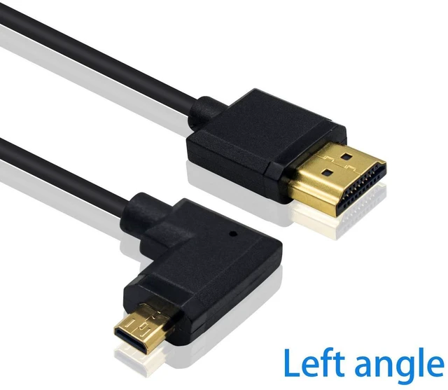 Alt view image 2 of 7 - Duttek Micro HDMI to HDMI 90 Degree Cable, 90 Degree HDMI to Micro HDMI Coiled Cable, Extreme Slim Left Angled Micro HDMI Male to HDMI Male Coiled Cable for 1080P, 4K, Ultra HD, 3D (3.3FT/1M)