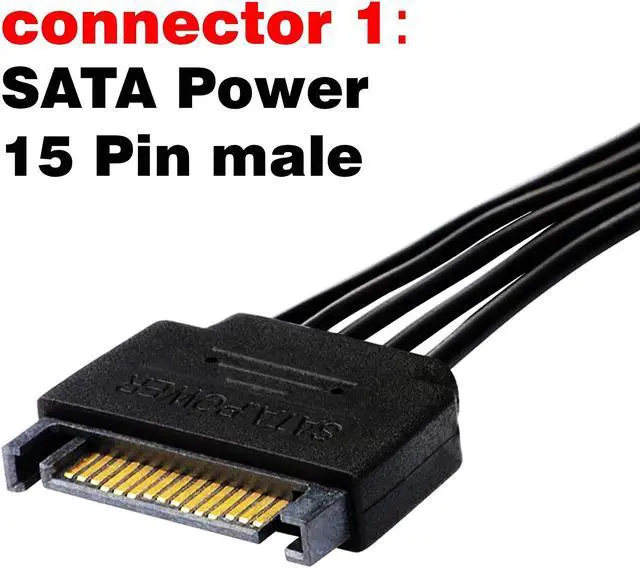 Alt view image 4 of 6 - SATA Power Extension CableTeamProfitcom 15 Pin SATA Male to Female Extender Power Cable Adapter for Hard Drive Disk HDD SSD (2 Pack) 24 Inches