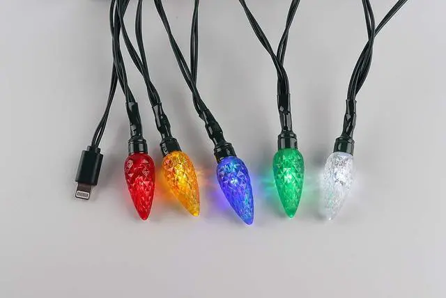 Alt view image 6 of 6 - KBG 2 Pack LED Christmas Lights Charging Cable, USB Charger Cord Multicolor 10LED 50inch Compatible with Phone 5,5s,6,6plus,6s,6s Plus,7,7plus,8,8plus,X,XR,XS,XS Max,11Pro Max,SE etc (2PCS)