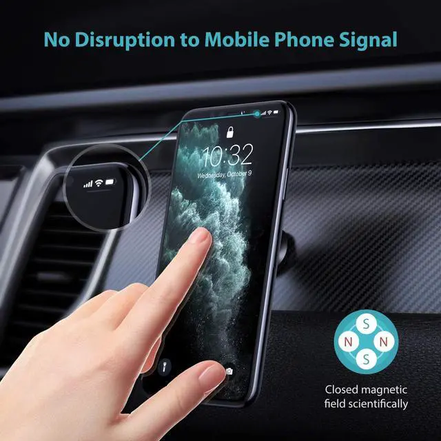 Alt view image 7 of 7 - Magnetic Phone Car Mount Syncwire Universal Car Phone Holder for Dashboard Cell Phone Car Kits 360&deg Adjustable Magnet Cell Phone Mount Compatible with iPhone Samsung LG GPS Mini Tablet - Gray