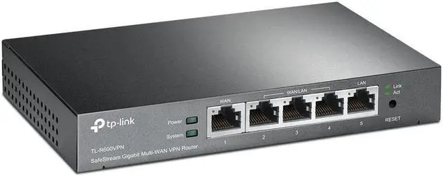 Main image of TP-Link Safestream Multi WAN VPN Router | 1 Gigabit WAN+3 Gigabit WAN/LAN+1 Gigabit LAN Port | IPsec/L2TP/PPTP VPN Supported| SPI Firewall | DoS Defense | Lightning Protection(TL-R600VPN)