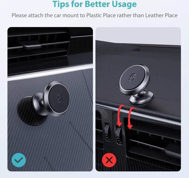 Alt view image 6 of 7 - Magnetic Phone Car Mount Syncwire Universal Car Phone Holder for Dashboard Cell Phone Car Kits 360&deg Adjustable Magnet Cell Phone Mount Compatible with iPhone Samsung LG GPS Mini Tablet - Gray