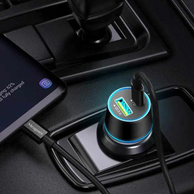 Alt view image 6 of 7 - USB C Car Charger, 48W 2-Port Fast Charging Adapter with PD&QC3.0 Compatible for iPhone 16/15 Pro Max/Samsung Galaxy S25/S24/S23/S22/S21/S20 Plus/Ultra/Note 20/10, iPad Pro -3.3ft Type C Cord
