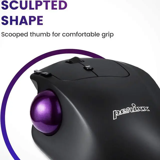 Alt view image 6 of 7 - Perixx PERIMICE-720, Wireless Ergonomic Trackball Mouse with Adjustable Angle, Black (11449)