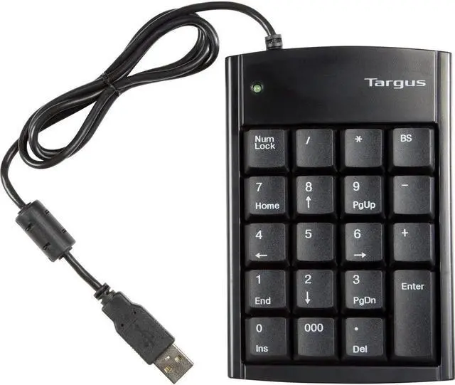 Alt view image 2 of 7 - Targus Ultra Mini USB Keypad with USB Port Connector, True Plug-and-Play Device, Connects with Laptop, Desktop and Other Devices, Black (PAUK10U)