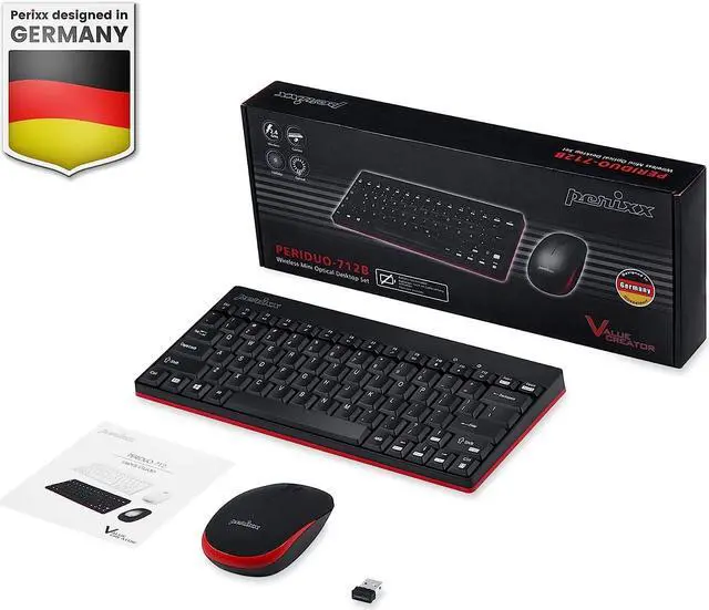 Alt view image 6 of 7 - Perixx Periduo-712B Wireless Mini Keyboard and Mouse Set, Black, US English Layout