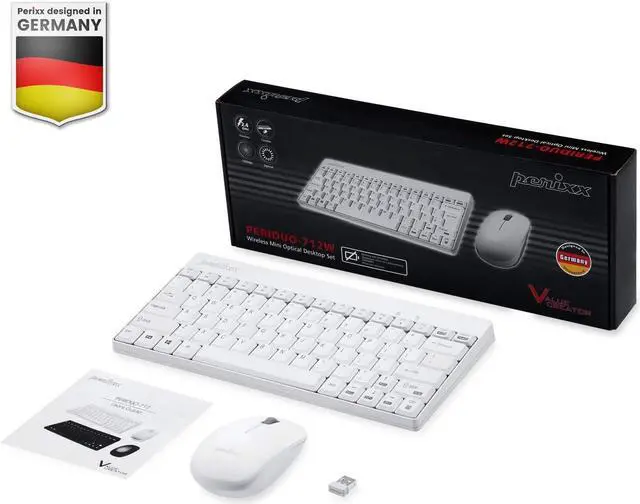 Alt view image 7 of 7 - Perixx PERIDUO-712WES Mini Pack de Teclado y Ratón Inalámbrico Combo - Color Blanco - Español QWERTY