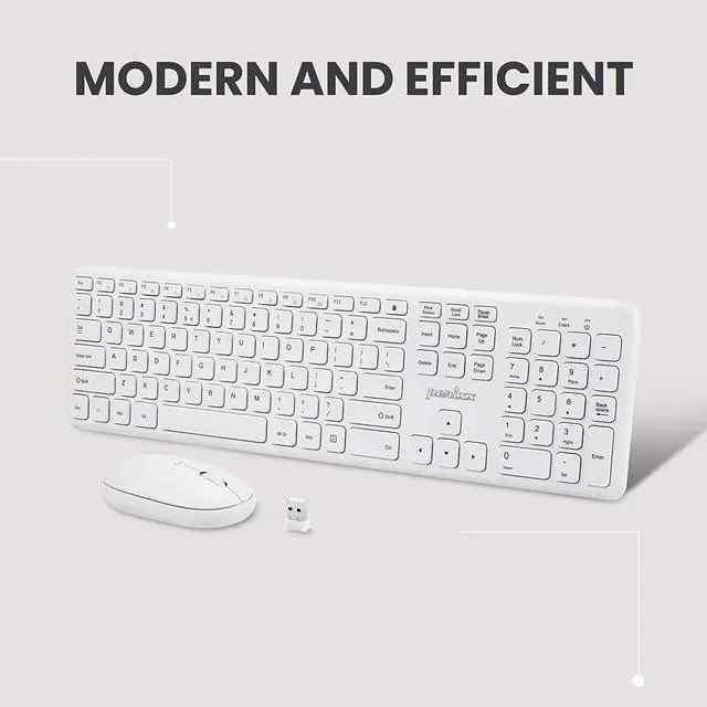 Alt view image 7 of 7 - Perixx PERIDUO-610W Wireless Keyboard and Mouse Combo Set - Silent Scissor Keys & Clicks - Full-Size Chiclet Design -White - US English (PD-610WUS-11735)