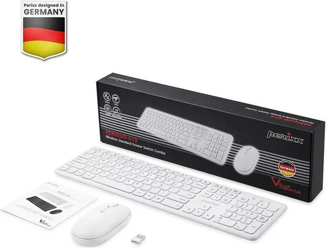 Alt view image 6 of 7 - Perixx PERIDUO-610W Wireless Keyboard and Mouse Combo Set - Silent Scissor Keys & Clicks - Full-Size Chiclet Design -White - US English (PD-610WUS-11735)