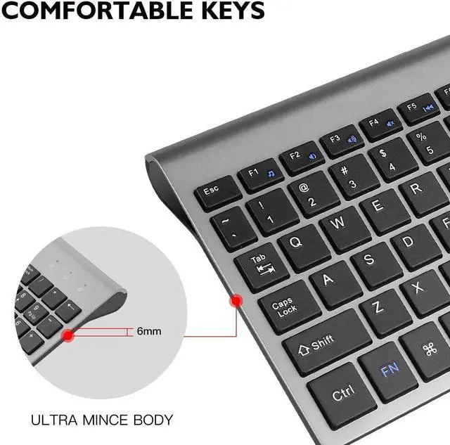 Alt view image 2 of 6 - cimetech EasyTyping KF10 Wireless Keyboard and Mouse Combo, [Silent Scissor Switch Keys][Labor-Saving Keys]Ultra Slim Wireless Computer Keyboard and Mouse, Easy Setup for PC/Laptop/Mac/Windows - Grey