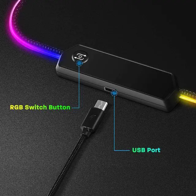 Alt view image 3 of 7 - LeadsaiL RGB Gaming Mouse Pad, 15 Light Modes LED Soft Extra Extended Large Mousepad, Non-Slip Rubber Base Computer Keyboard Mouse Mat with Durable Stitched Edges- 31.5 X 12 Inch (RGB Black)
