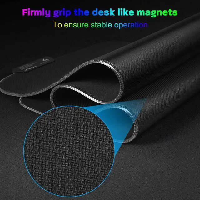 Alt view image 5 of 7 - LeadsaiL RGB Gaming Mouse Pad, 15 Light Modes LED Soft Extra Extended Large Mousepad, Non-Slip Rubber Base Computer Keyboard Mouse Mat with Durable Stitched Edges- 31.5 X 12 Inch (RGB Black)