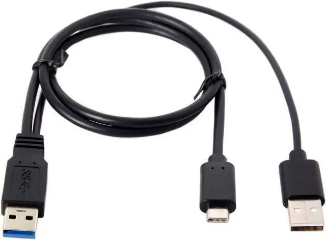 Alt view image 7 of 7 - Type-C USB-C to USB 3.0 Male & USB 2.0 Dual Data Y Cable for Laptop & Hard Disk 60cm