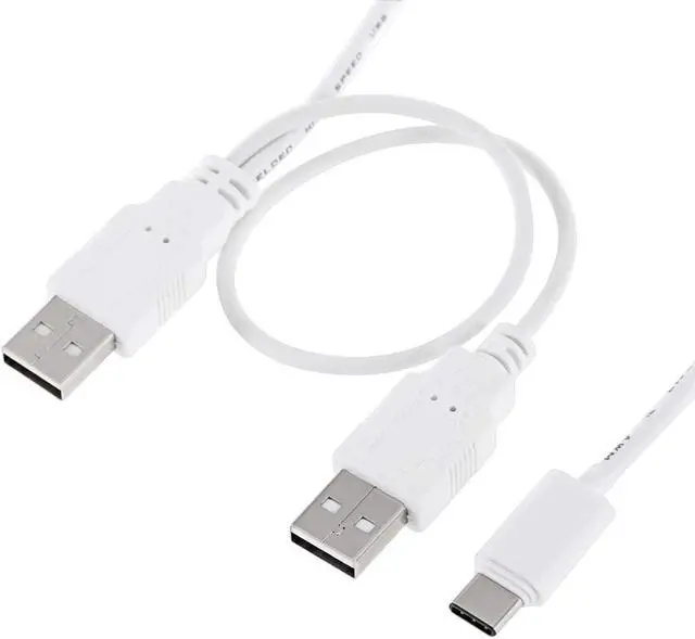 Alt view image 2 of 7 - CY USB 3.1 Type C USB-C to Dual A Male Extra Power Data Y Cable for Cell Phone & Hard Disk 60cm White