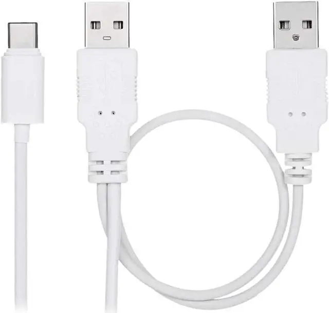 Alt view image 3 of 7 - CY USB 3.1 Type C USB-C to Dual A Male Extra Power Data Y Cable for Cell Phone & Hard Disk 60cm White