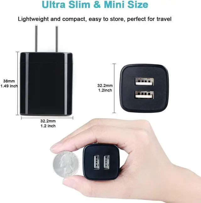 Alt view image 6 of 7 - Android Charger, 2-Pack 2.1A Dual Port USB Charging Block Charger Plug with 6FT Fast Charging Micro USB Cable Phone Chargers Android Cord for Samsung Galaxy S7 S6 S5 J7V J7 J8 Note 5,LG K40 K30 K20 G3