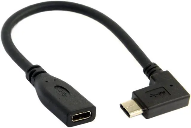 Alt view image 4 of 6 - USB-C USB 3.1 Type C Male to Female 90 Degree Right Angled Extension Data Cable for Tablet 20cm