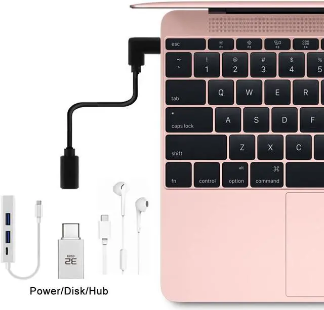 Alt view image 2 of 6 - USB-C USB 3.1 Type C Male to Female 90 Degree Right Angled Extension Data Cable for Tablet 20cm