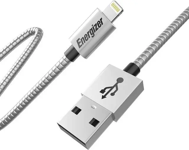Main image of Energizer Metallic Energizer iPhone Charger, Silver (4 Feet)